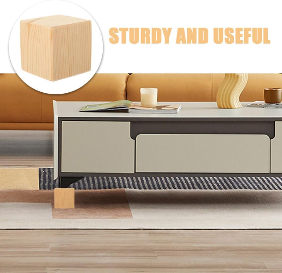 2 Pcs Heavy Duty Wood Bed Risers Furniture Risers with Strong Bearing Capacity and Stability, Suitable for Chair and Bed Elevation in Home Use