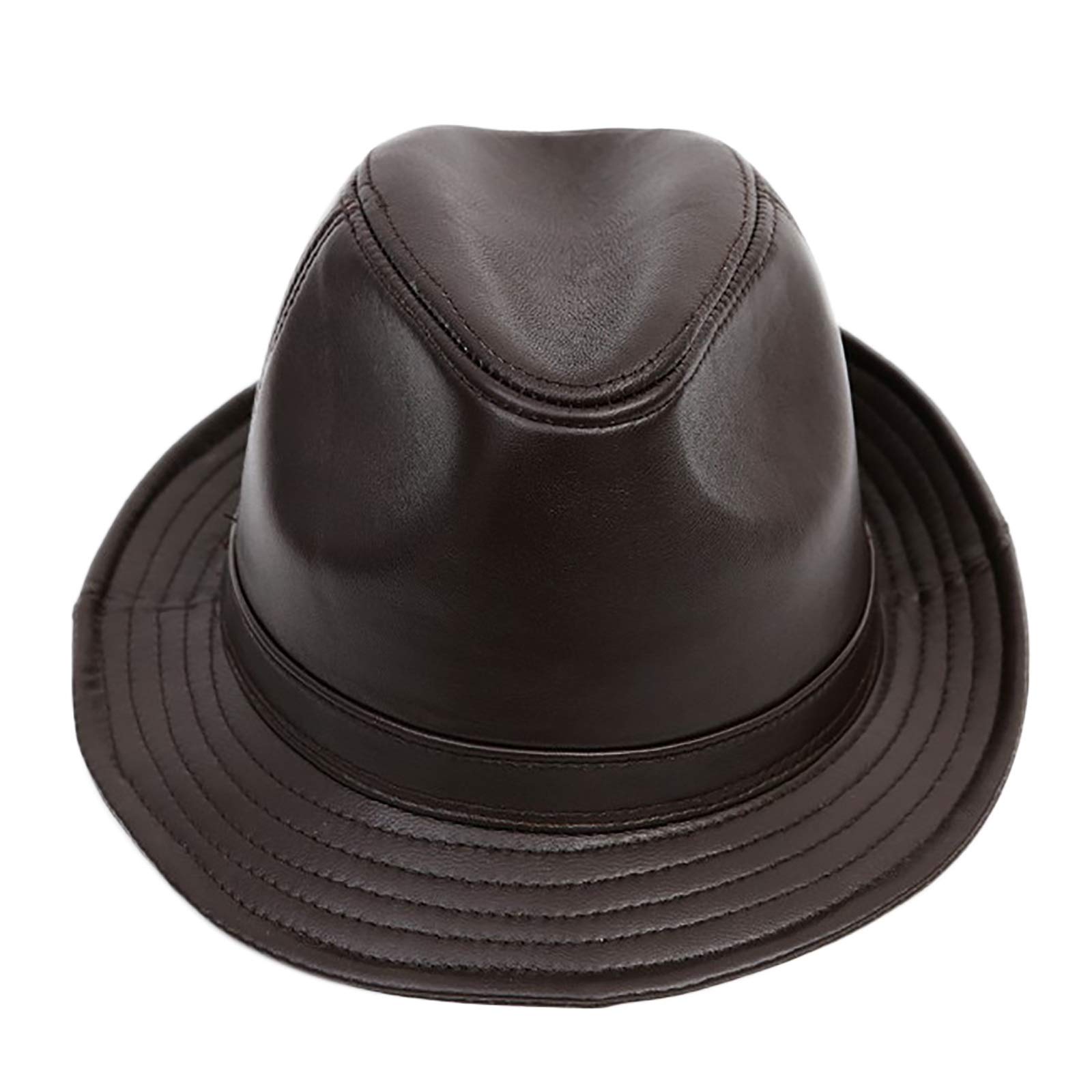 Sombreros de invierno, cuero jazz gorra hombres fedora trilby hat sheepskin envejecido envejecido caballero sombrero otoño e invierno 55-60 cm
