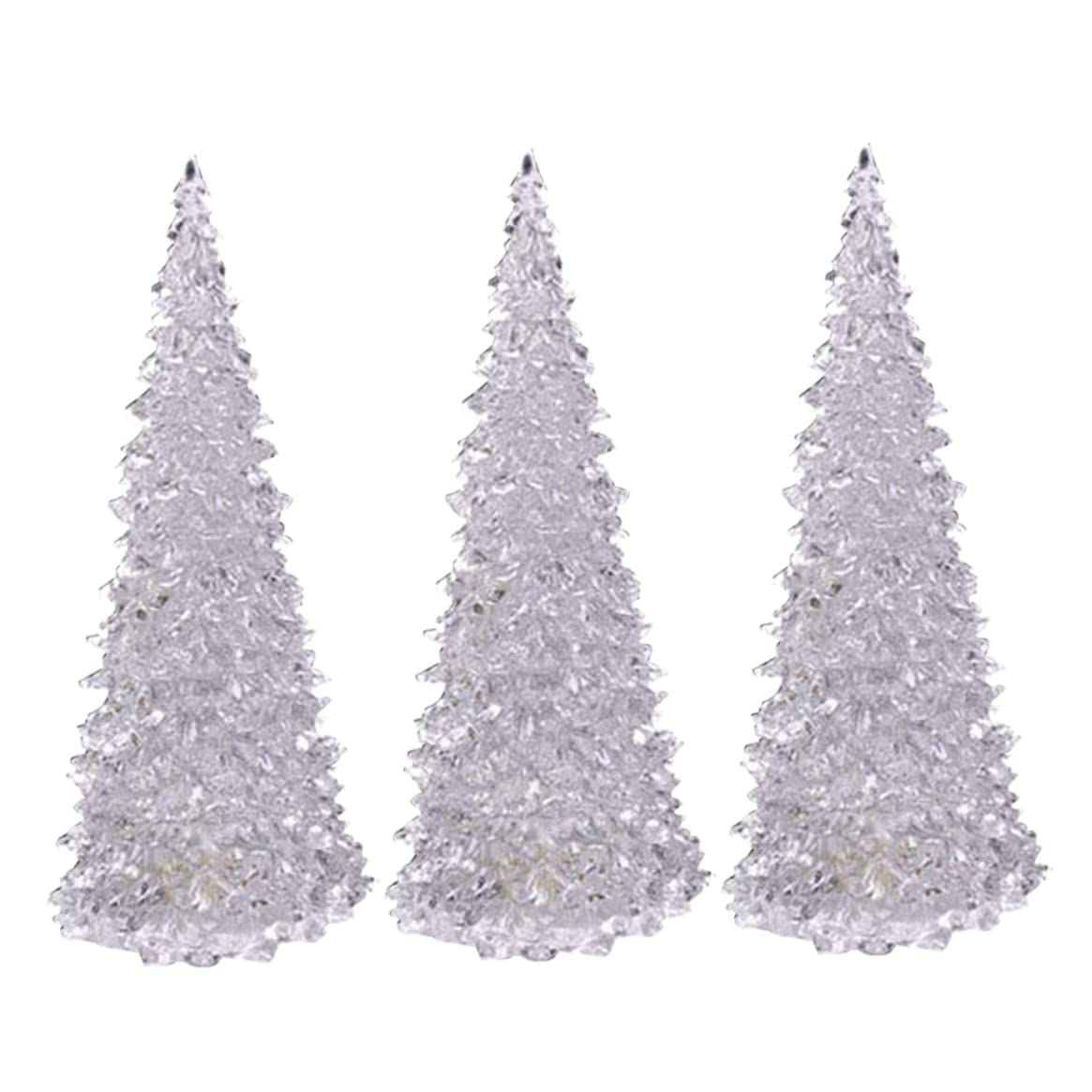 3Pcs Lighted Christmas Tree Colorful LED Acrylic Table Top Christmas Trees Holiday Decoration Set of 3 Light Up Glitter Tabletop Figurine