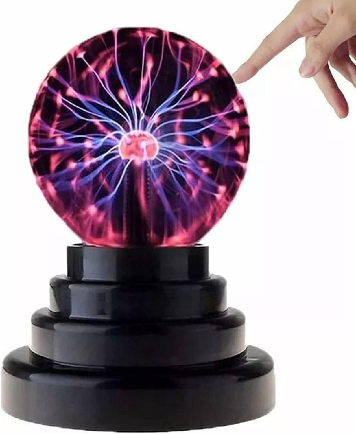 Plasma Ball Lamp - Touch and Sound Sensitive Electric Globe with Lightning Effects - Plug-in Energy Ball for Parties, Room Decor, and STEM Learning - Static Electricity Sphere for Kids