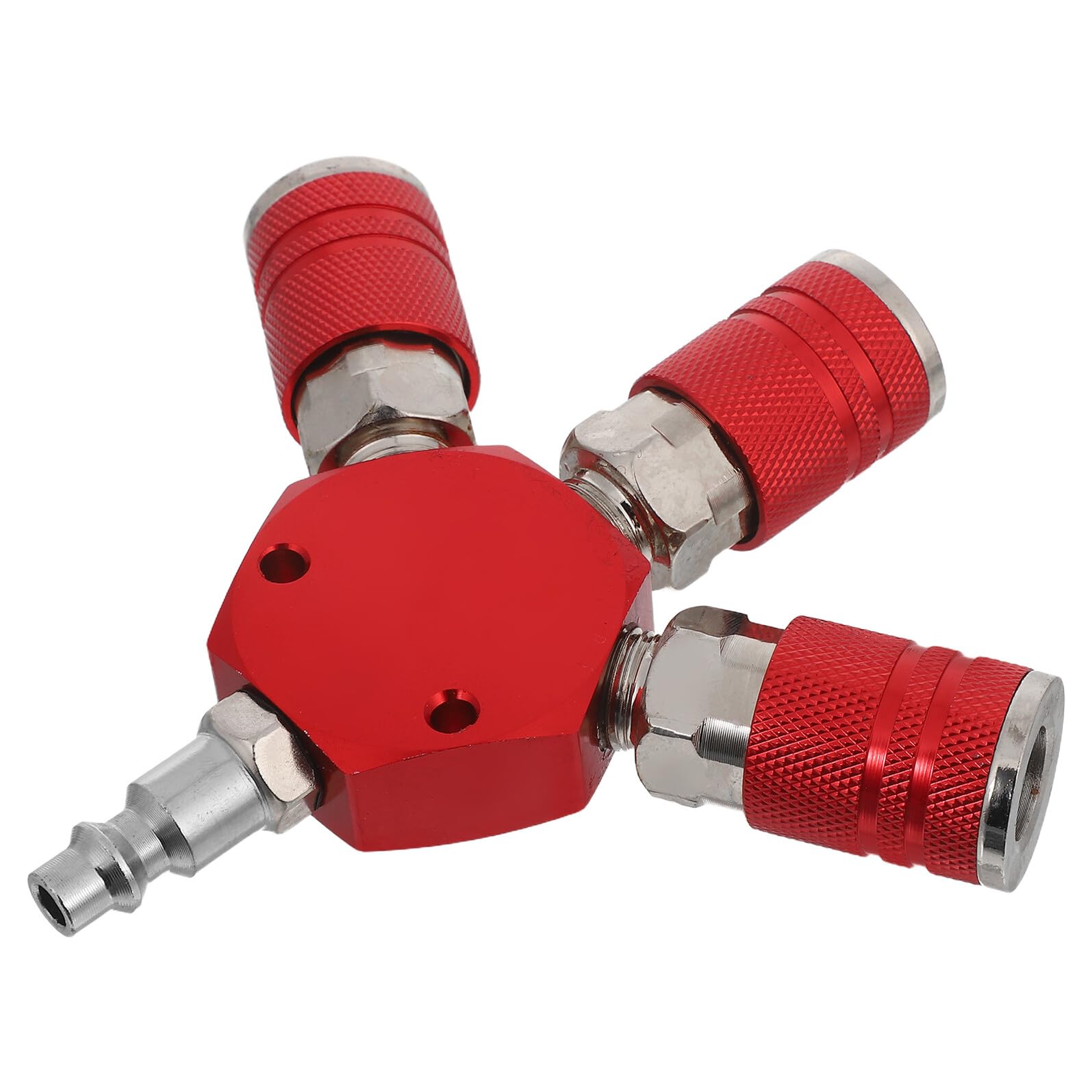 Distribuidor rápido de aluminio Mikikit de tres vías para acoplador neumático rojo
