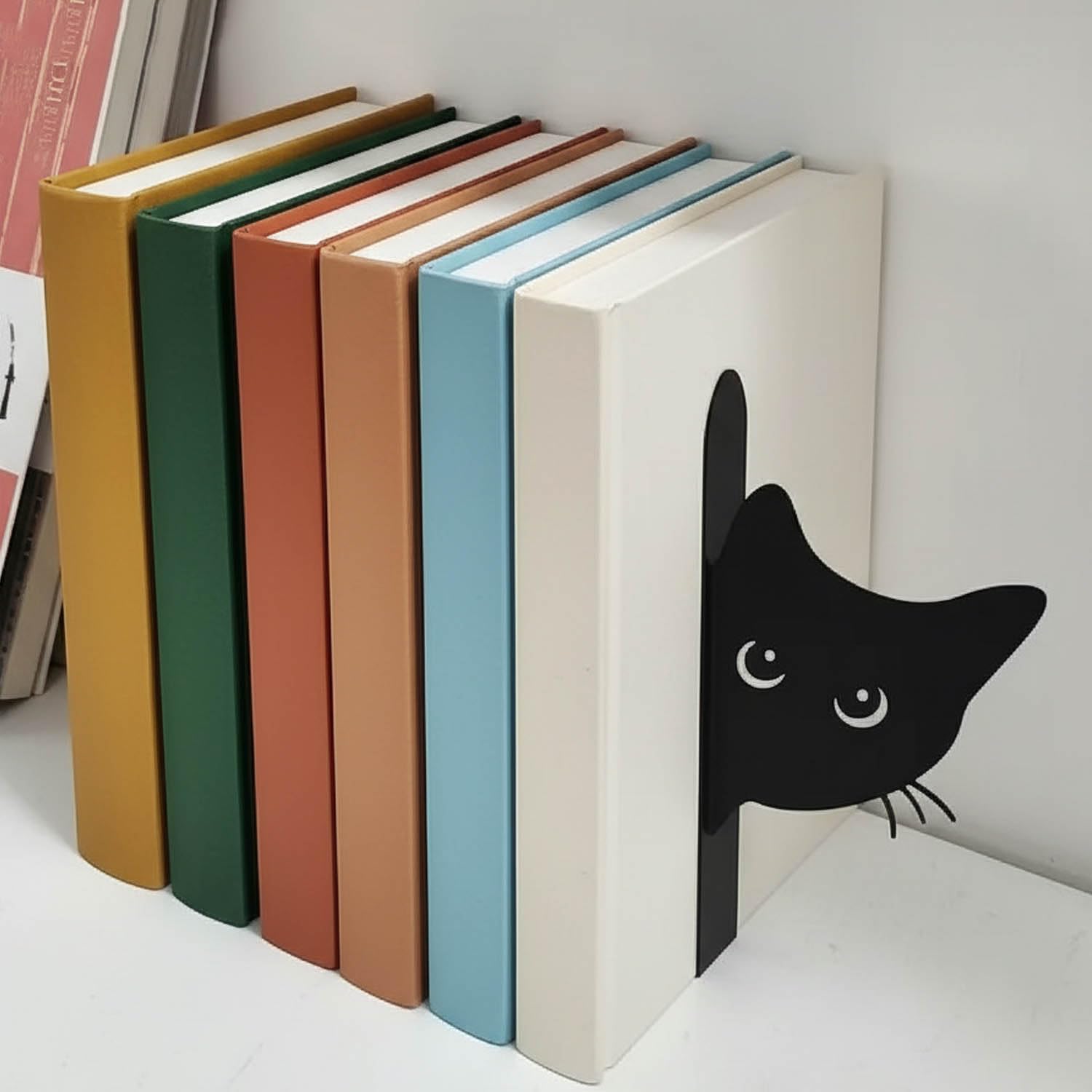 Fermalibri Gatto in Metallo 2 Pezzi Nero