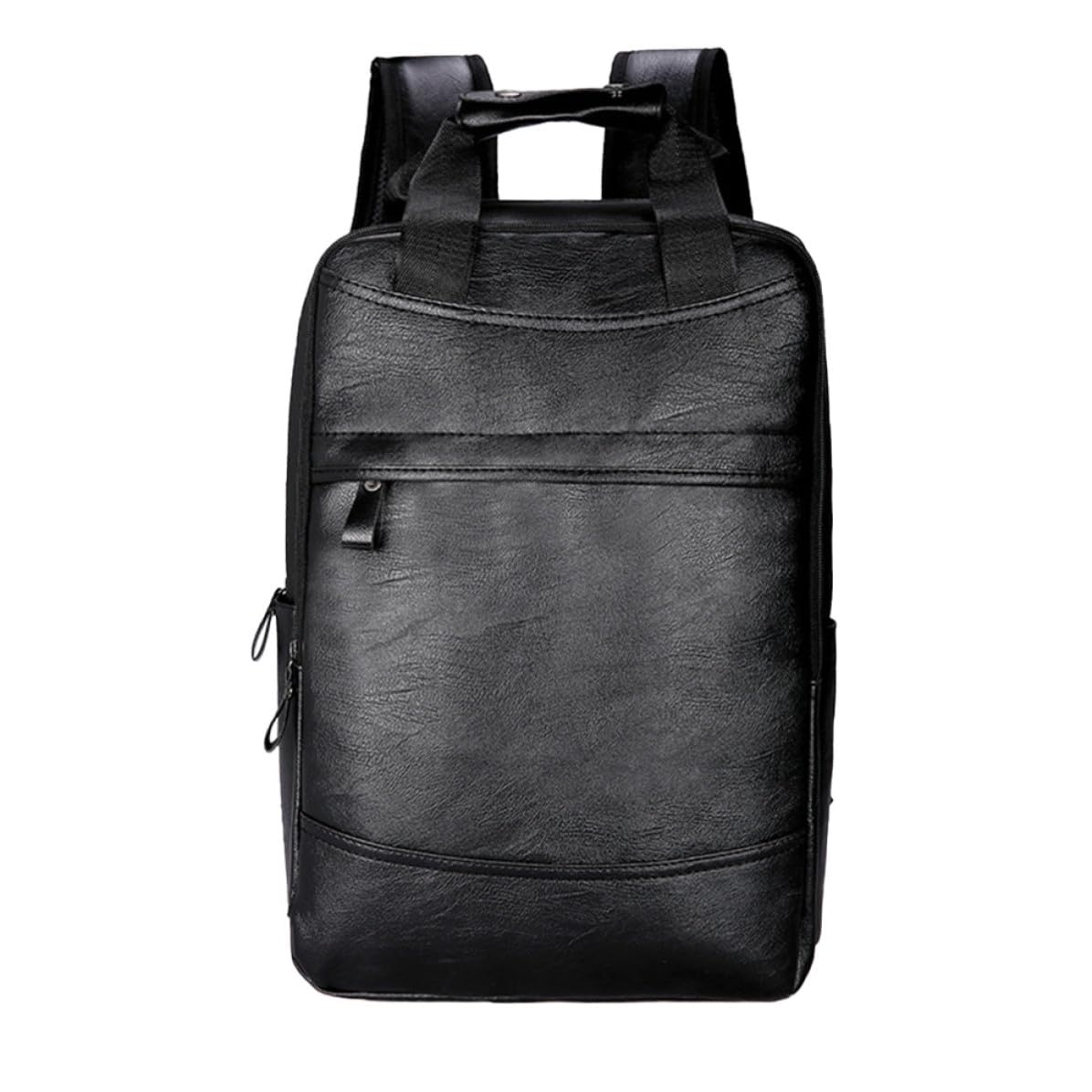 Mochila para Portátil de Piel PU Negra, para Estudiantes y Commuters