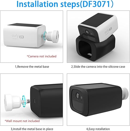 Miniatura 5 de OkeMeeo Funda de silicona para eufy SoloCam S220 Funda de silicona para cámara de seguridad SoloCam S220 (negro, 2 unidades)