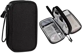 Bolsa Organizadora para acessórios eletrônicos Portátil e Impermeável - Organizador para Cabos e Acessórios, eletrônicos, unidades USB e carregadores (Preto)