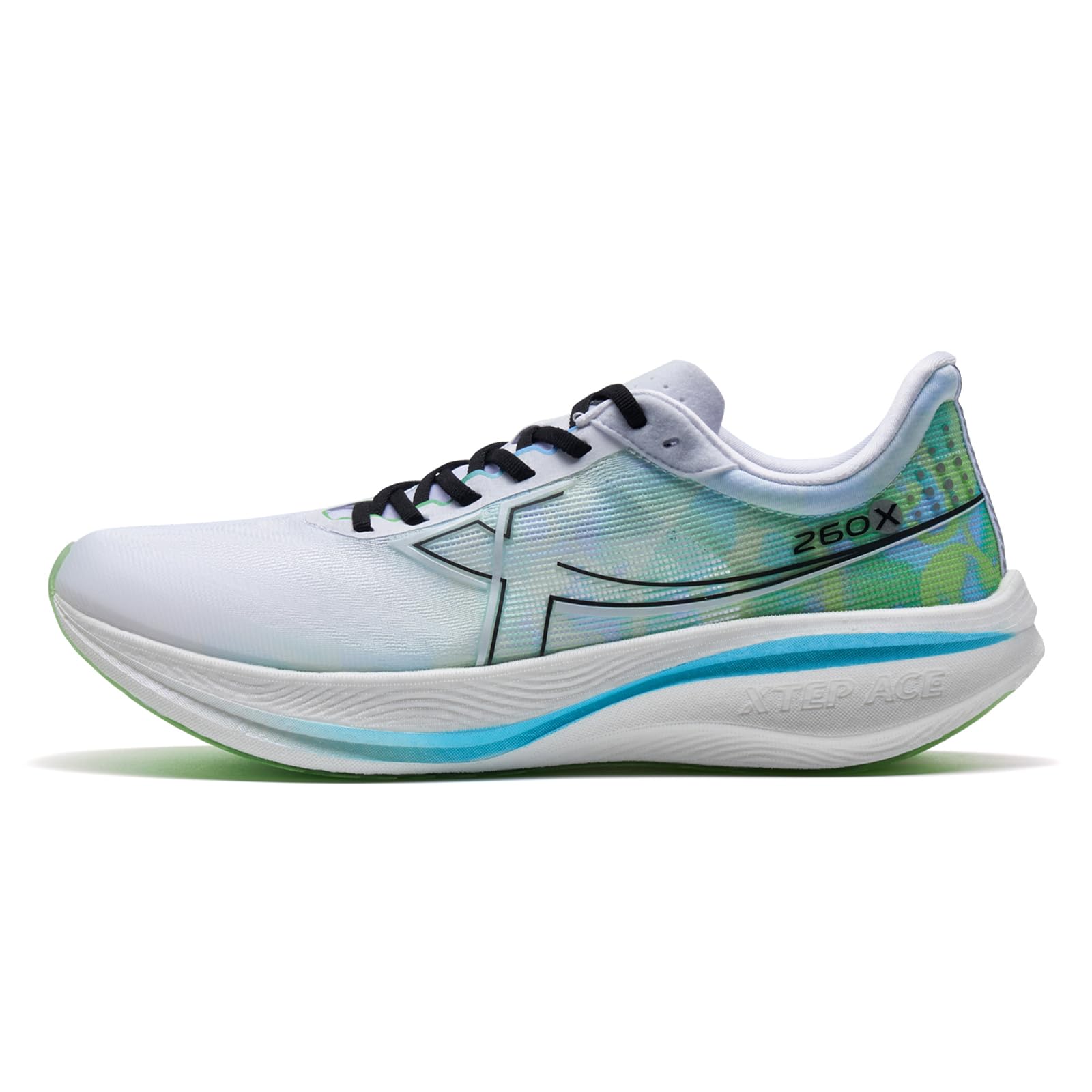 XTEP Laufschuhe Herren 260X,Upgraded Marathonlaufschuhe mit 85% Dämpfung, Renntraining Leichter Carbon-Platte, Wettkampf-Laufschuhe Gedämpft Atmungsaktiv rutschfest