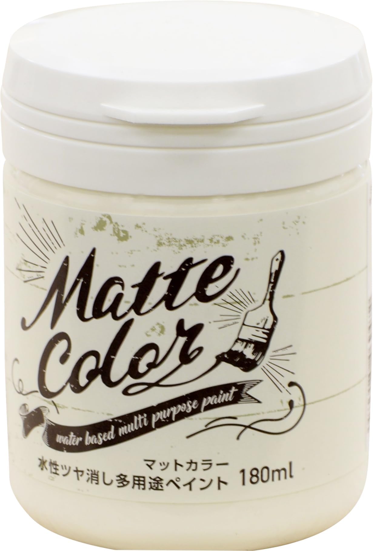 Asahipen Matte Color Water-Based Multi-Purpose Paint, 6.1 fl oz (180 mL), Milk White, 1 Coat, Low-Odor, Antibacterial, Resists Mold and Algae, Sick Building Syndrome Prevention, Made in Japan