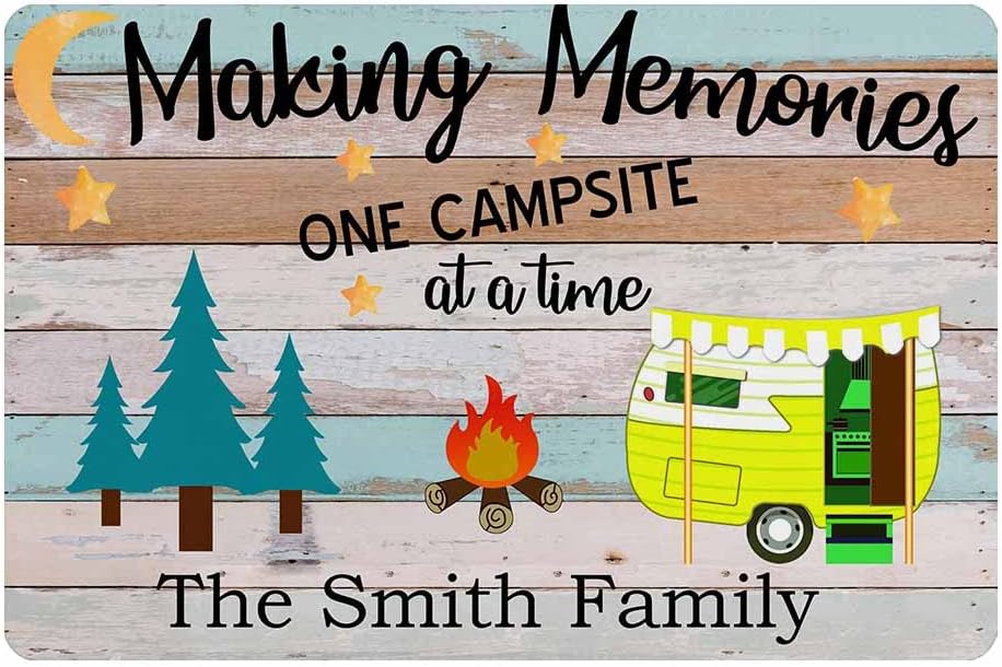 INTERESTPRINT Happy Camper Door Mat Custom Making Memories One Campsite at a Time rv Rugs for Inside 24" X 16"