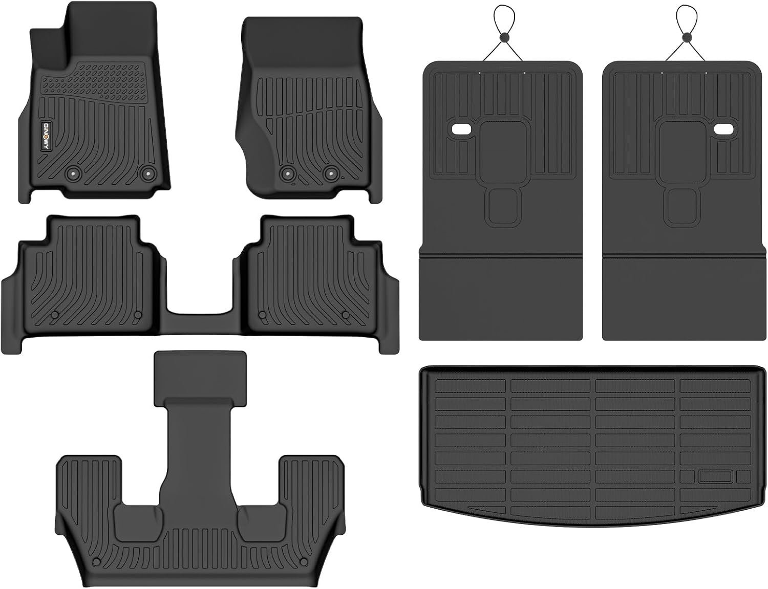 GINOWY-Floor Mats & Cargo Liner for Jeep Grand Cherokee L 2021-2025 (6 Seats Without Center Console), TPE All Weather Car Mats Rubber Mats Accessories for Grand Cherokee L Trunk Mat 4) Floor Mats for Jeep Grand Cherokee L 6 Seats (2021-2025)
