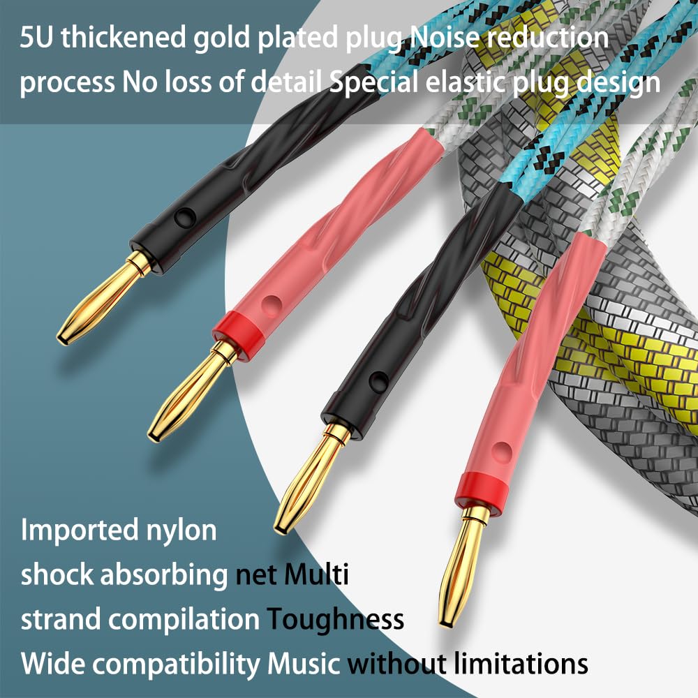 9AWG Cable de altavoz de gama alta de cobre sin oxígeno de 16 hilos, un par de cables de altavoz de enchufe de plátano chapados en oro (16cores B-B 3M)