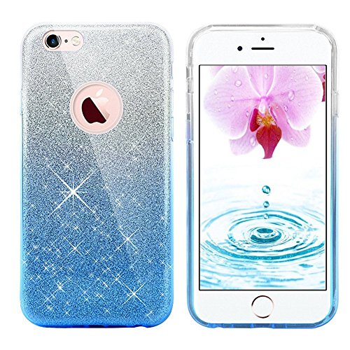 iPhone 7 Case, iPhone 8 case,Eraglow iPhone 7/8 Back Cover Shinning Protective Bumper Sparkle Bling Glitter Case for 4.7 inches iPhone 7 & 8 (Gradient-Blue)