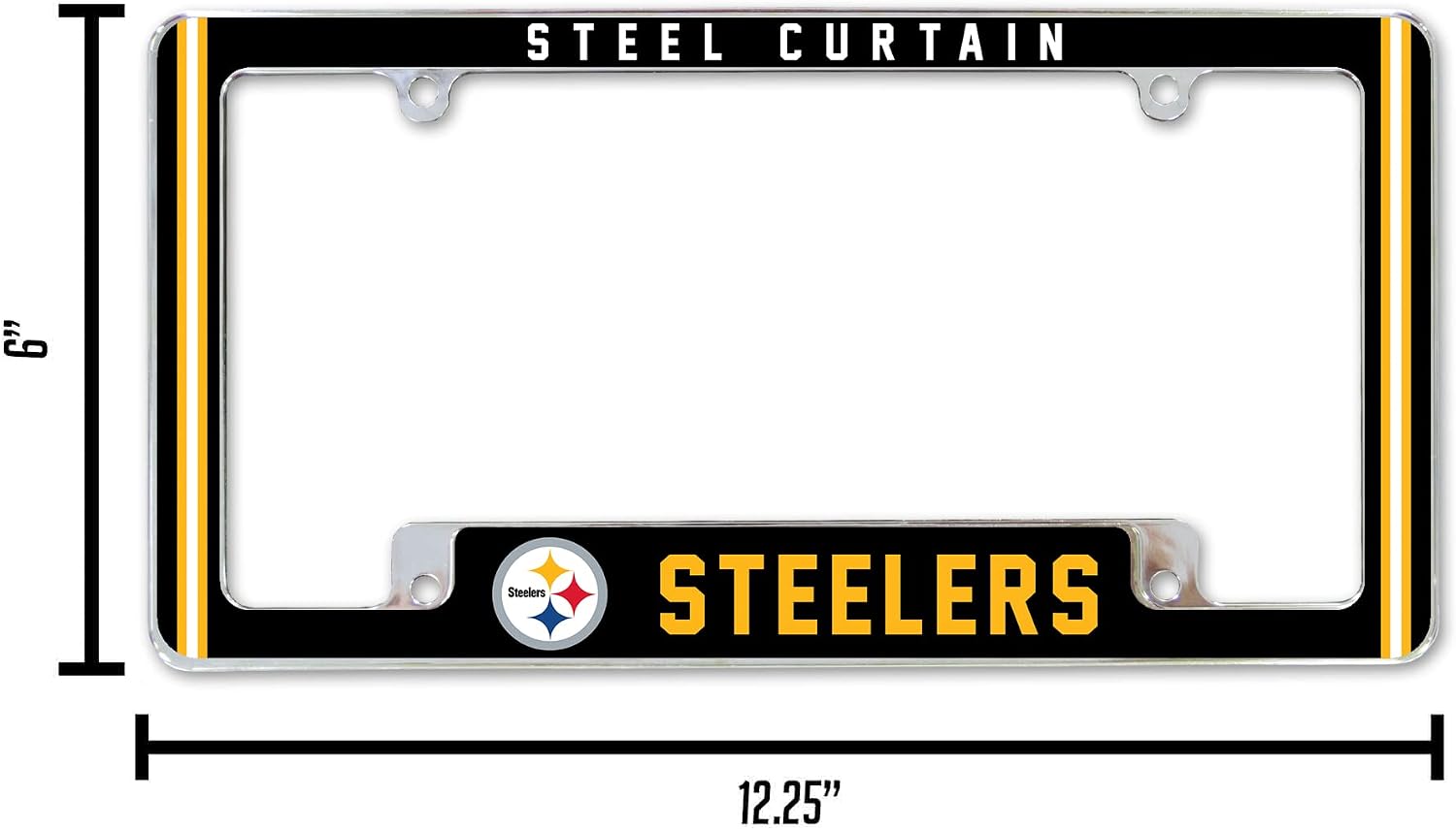 Rico Industries NFL Football Pittsburgh Steelers 12" x 6" Chrome All Over Automotive License Plate Frame