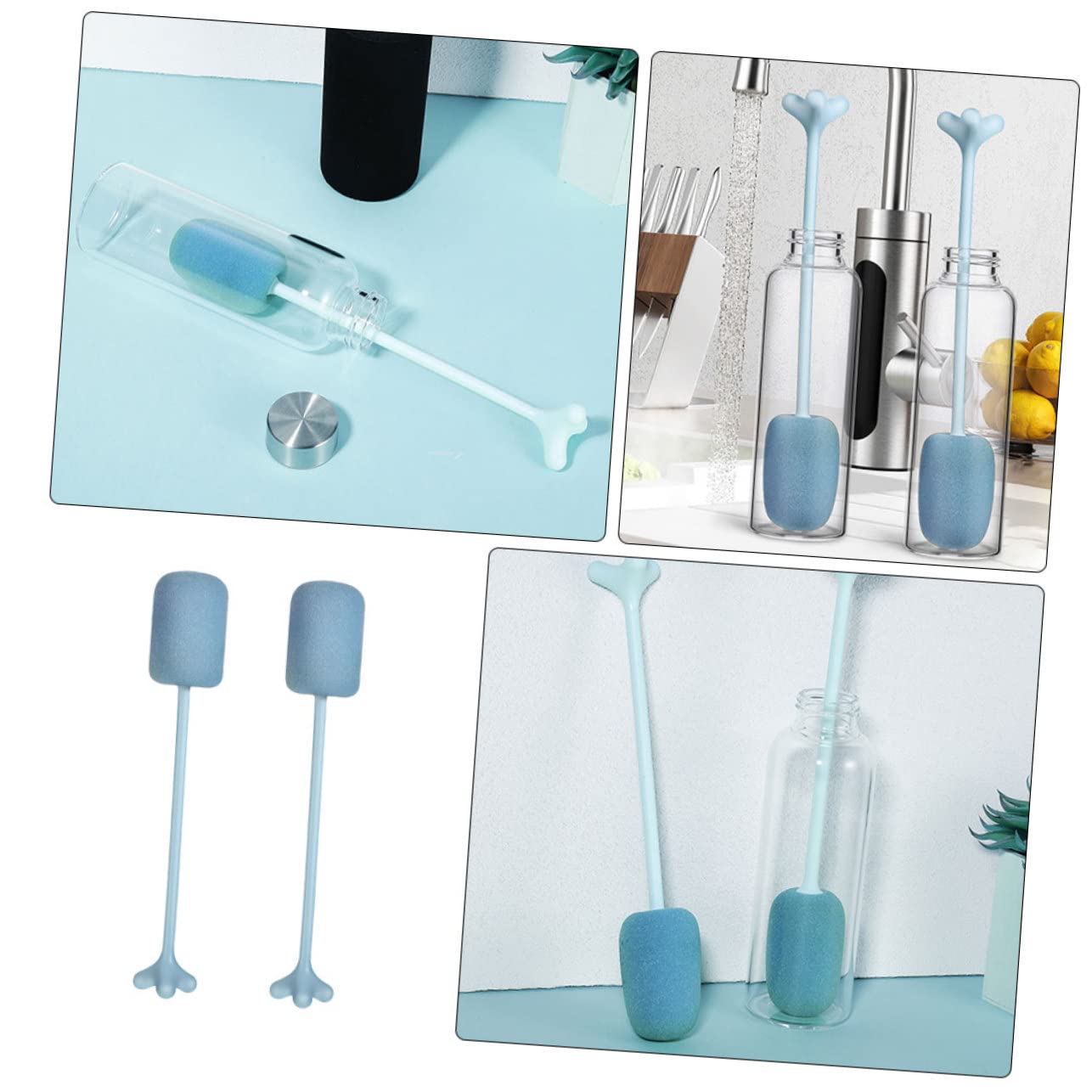 MOLUCKFU 2pcs Cup Brush Extra Long Bottle Brush Glasswares Brush Cleaning Supplies Mugs Brush Bottle Sponge Daily Use Bottle Cleaner Sponge Bottle Brush Blue Cleaning Brush Material Is Pp