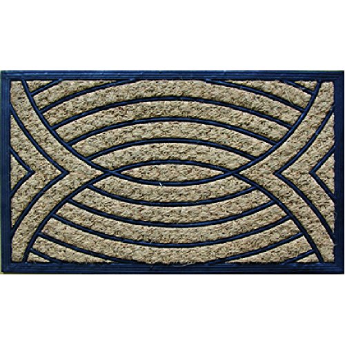 Capacho Fibra Coco/Borracha Pq Panamá Lines Cocotuft Bege/Preto