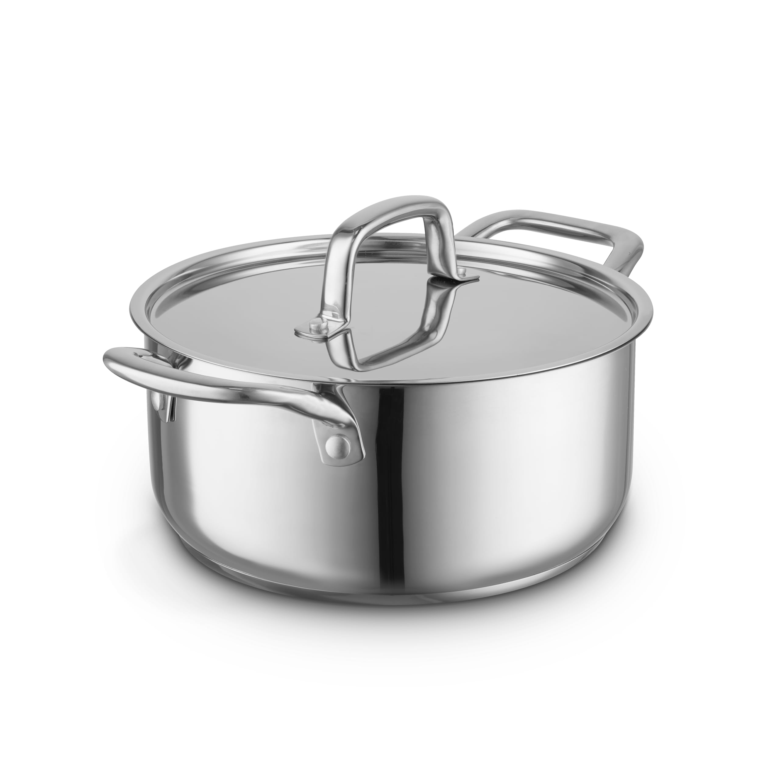 Sur La Table 24cm Casserole with Lid, Riveted Steel Handles, Induction Compatible, Oven Safe Up To 220°C, Stainless Steel, SLT900228