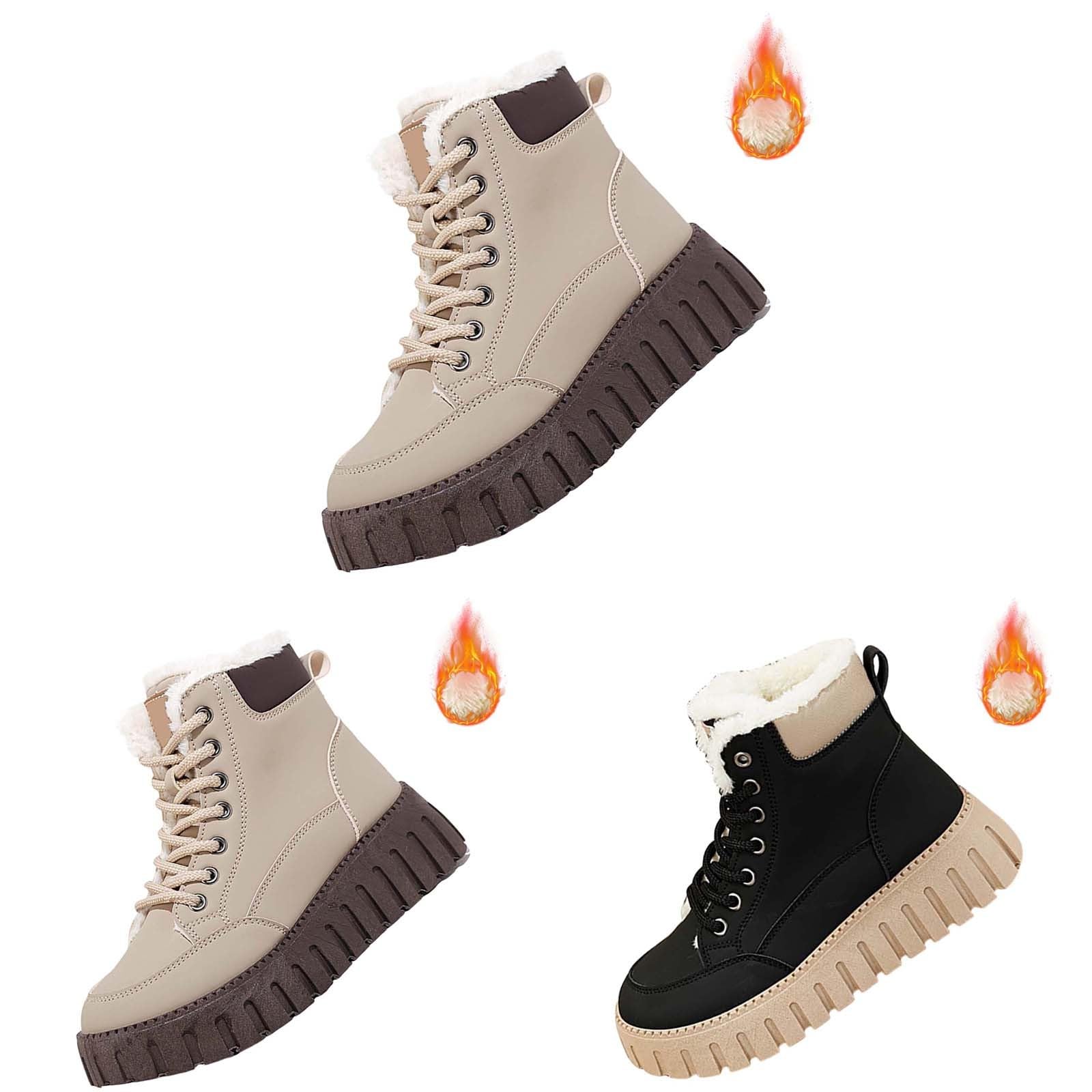 Zapatillas de estar por casa para mujer, mullidas, acolchadas, cálidas, cálidas y cálidas, botas cortas para mujer e invierno, botas acolchadas con tacón para mujer y mujer, con tacón