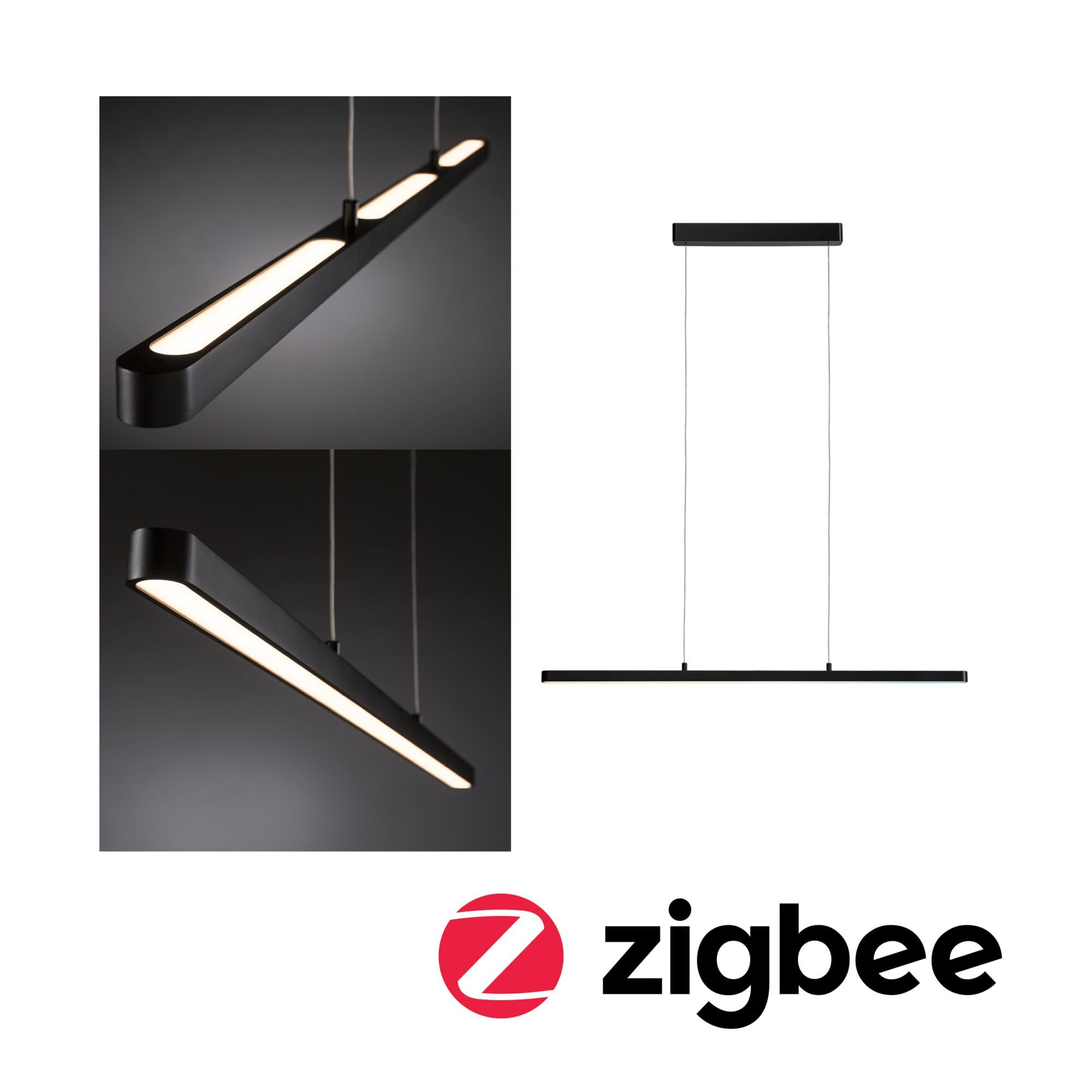 Paulmann 79885 LED Pendelleuchte Smart Home Zigbee Lento Tunable White 3x2100lm 3x13,5W Schwarz matt dimmbar Pendel