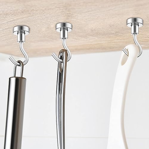 Miniatura 6 de Ganchos magnéticos fuertes resistentes, 25 libras, potentes imanes de neodimio de tierras raras, gancho para colgar en el aula, refrigerador,