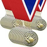 Kaxtde 30 Stück Bowling Medaille Set, Kegeln Medaille Gold für Kinder & Erwachsene, Gewinner Auszeichnung für Bowlingparty, Kindergeburtstag & Kegelclub