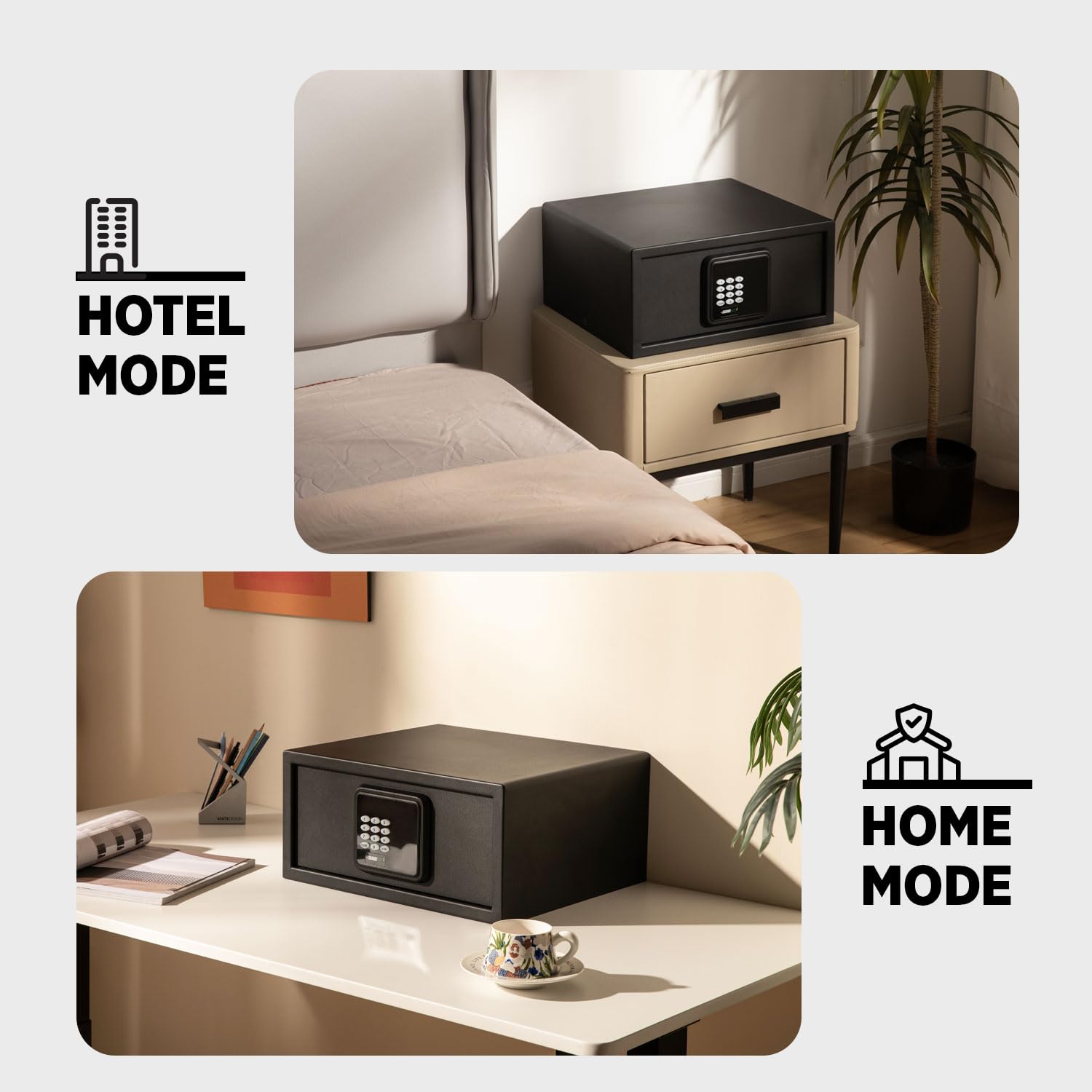 Hoteltresor mit digitaler Tastatur, 3,5 m³, Befestigung an der Bodenwand, Gelddokumente, Bürotresor für iPhone, Schmuck, Waffe (schwarz, digitaler Code)