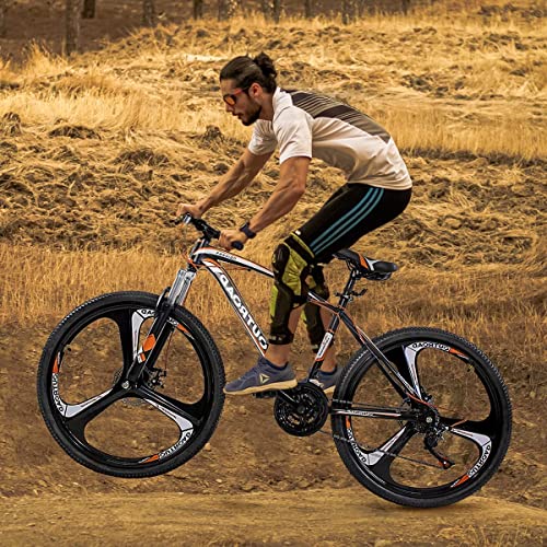 Omelaza 26 Inch Mountain Bike with 21 Speed Gear Shift, 3 Spoke Wheel, Shock Absorption, Anti-Skid Foot, Front and Rear Disc Brakes, High Aluminum Frame, Orange - Thumbnail 7