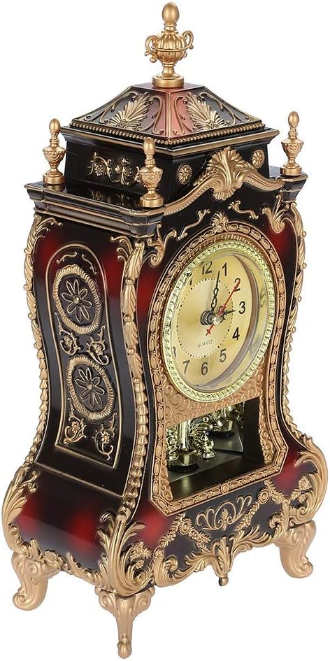 Vintage Clock, Vintage Style Plastic Table Clock Antique Home Hotel Decorative Desk Alarm Clocks(Reddish Brown)