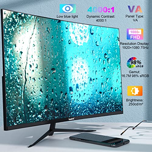 Gawfolk 32 Inch Computer Monitor, Ultra-Thin Zero Frame, 75Hz Full Hd 1920 X 1080P Curved Display, Hdmi/Vga, Home Office Business Pc Monitor #TOP2
