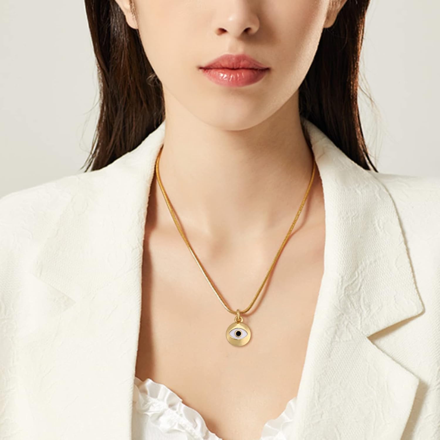 BENECREAT 10Pcs 18K Gold Plated Evil Eye Enamel Charms Flat Round Pendants with Jump Rings for DIY Necklace Bracelet Jewelry Making - Image 6