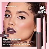 Vista 21 de AMY'S DIARY Juego de 2 delineadores de labios y lápiz labial, color verde oscuro, brillo de labios mate, lápiz labial líquido mate, 24 horas, lapiz