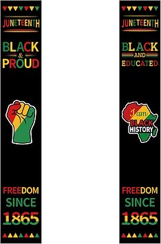 Happy Juneteenth Banner, Red Black Green Hanging Celebration Outdoor Banner, Black History Month Decor for Door Porch, National African American Month Party Decorations