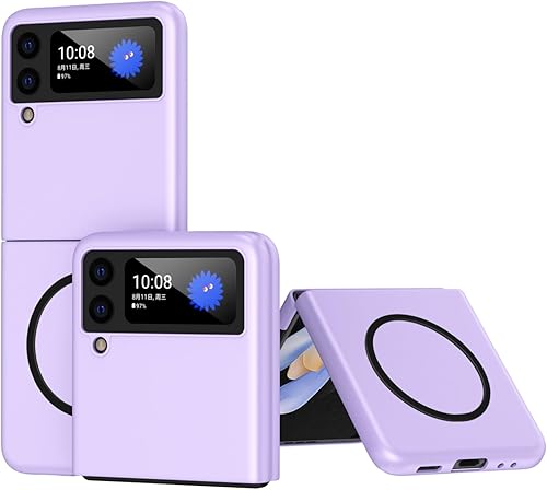 Miniatura 10 de MRRSIWEI Funda de teléfono para Samsung Galaxy Z Flip 4 compatible con Magsafe, ajuste delgado, de policarbonato duro, a prueba de golpes,
