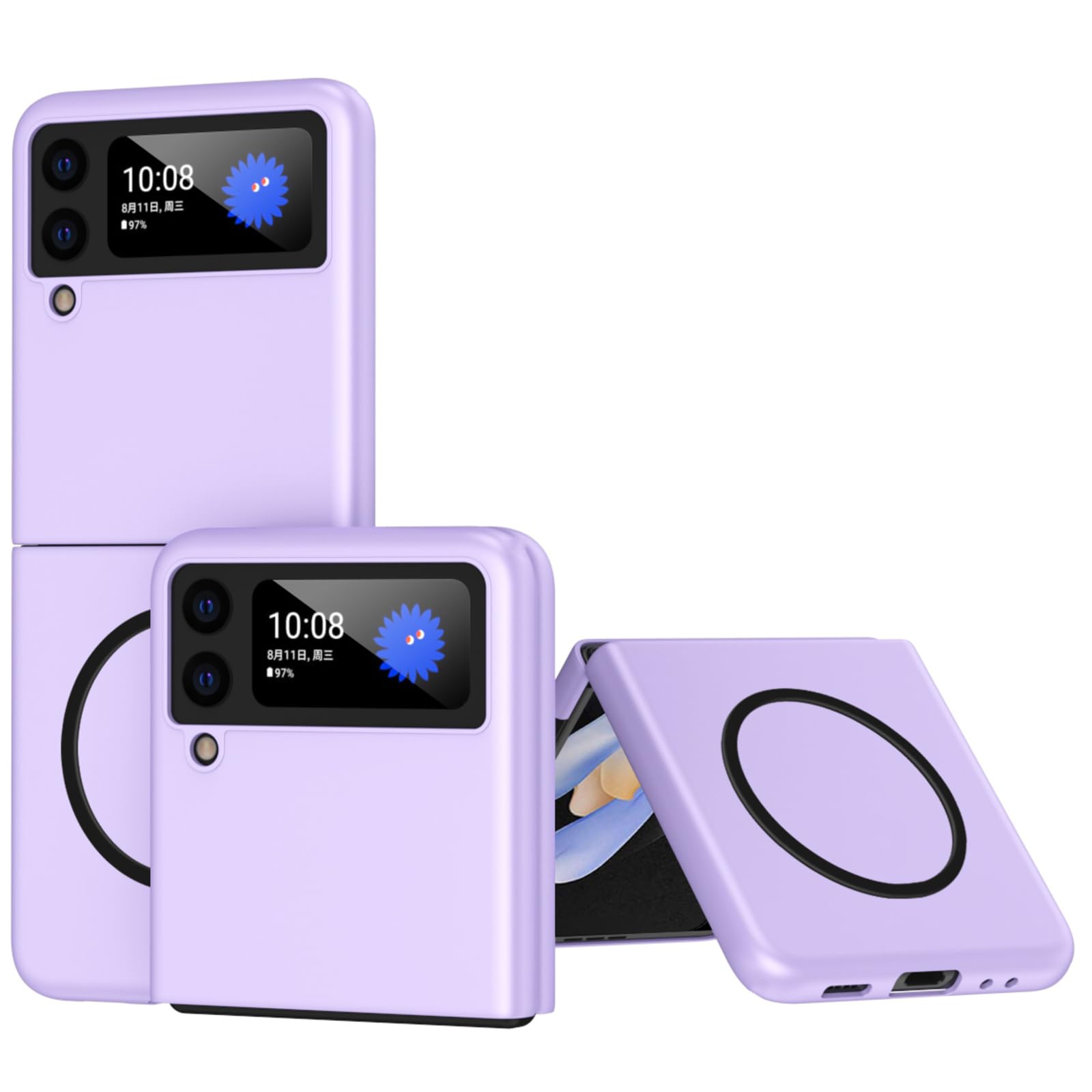 MRRSIWEI Phone Case for Samsung Galaxy Z Flip 3 Compatible with Magsafe, Slim Fit Hard PC Shookproof Anti-Drop Protective Case Cover for Samsung Galaxy Z Flip3 5G- Scrub Purple