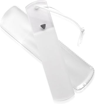 Bona Fide Beauty Czech Glass Foot File with Protective Sleeve, Dual-Sided High Grit Foot Rasp, Foot Scraper with Cord in Clear Color