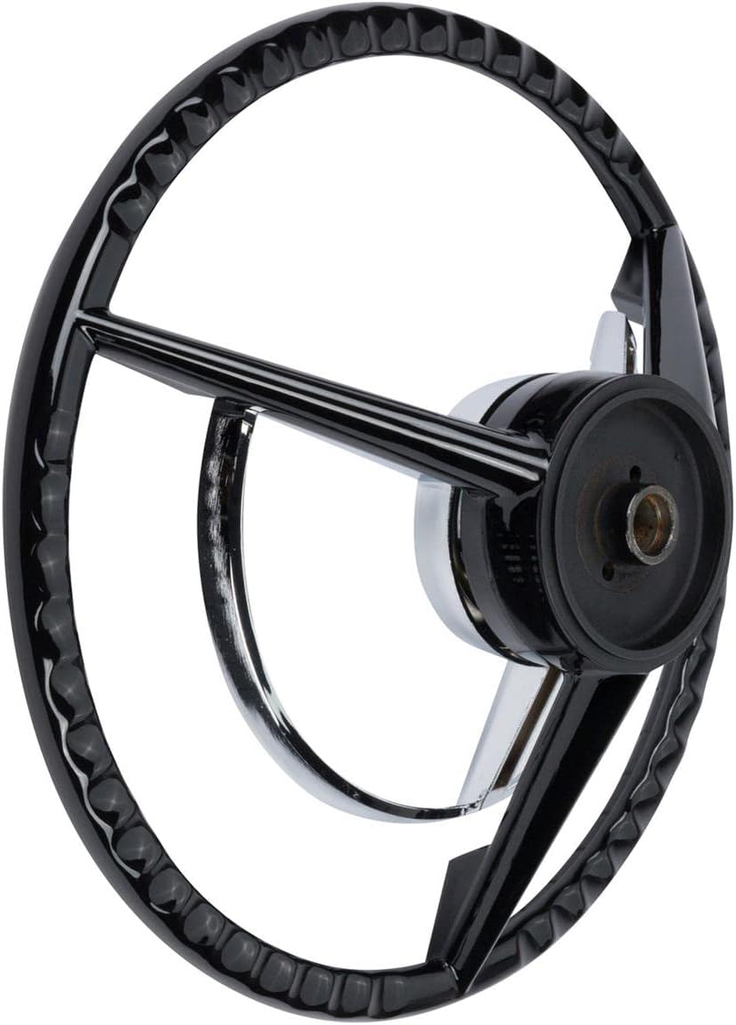 Speedway Motors Steering Wheel with Horn Ring & Center Cap Compatible with 1956-1957 Ford Thunderbird, 15 Inch Black Replacement Wheel Fits Original Column & Uses Factory Hardware