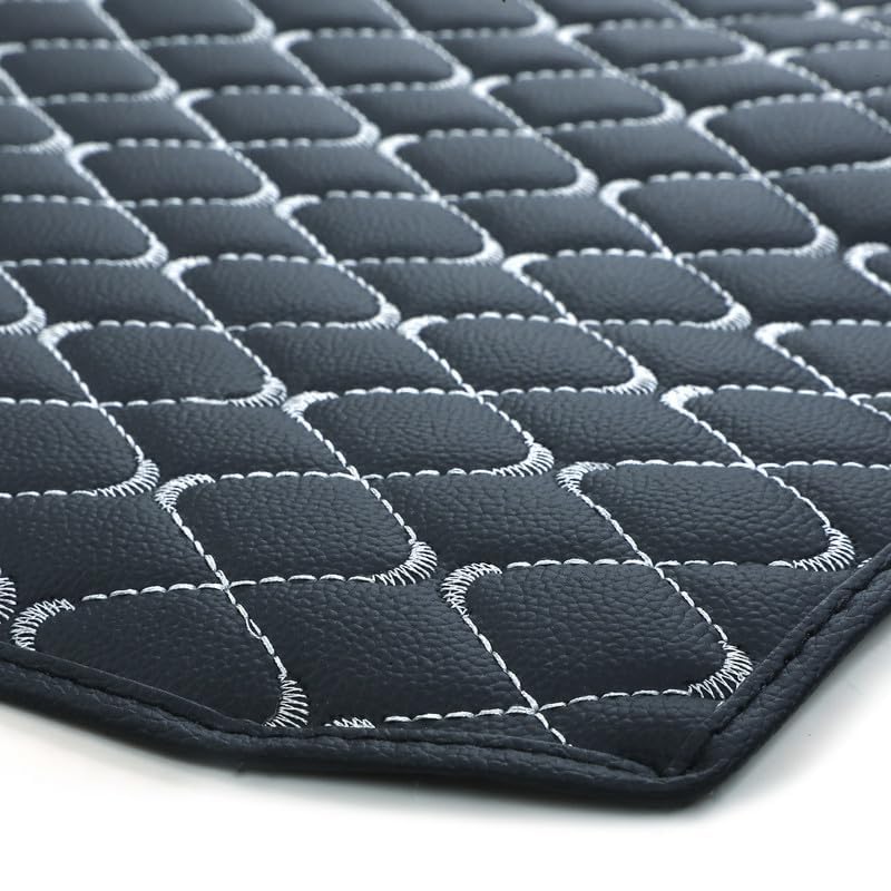 Image of 3 Layer Heat /Water Proof PU Leatherite Car Trunk /Boot /Dicky Mat for (Black and Silver Leather, Verna 2023-2025)