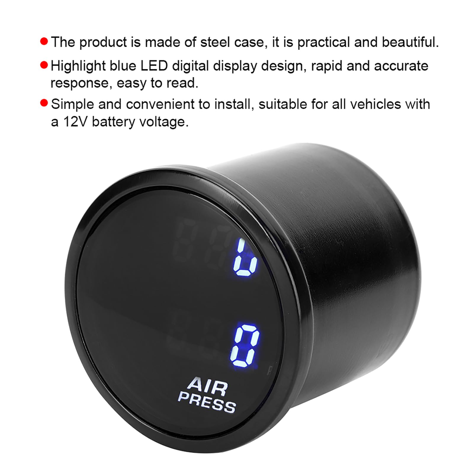 Kit manometro Boost Torvex, misuratore di pressione dell'aria PSI da 2 pollici LED display digitale blu Sensore di pressione turbo per supporto cruscotto auto