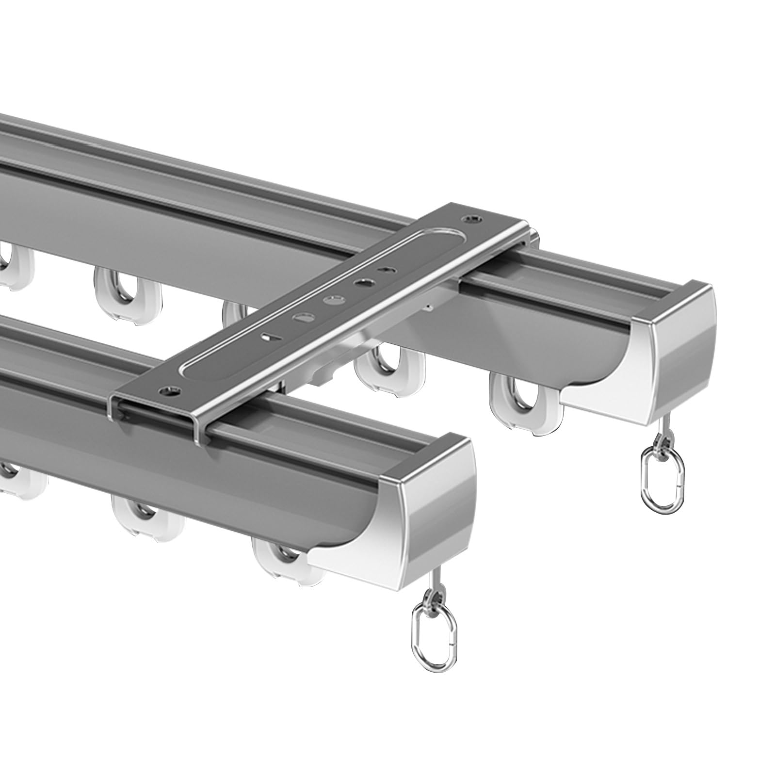 GLDYTVF Heavy Duty Aluminum Room Divider Curtain Rod KitCeiling Mount Curtain Track with Rollers End Caps & BracketsGrey 480cm/15.7ft (4 x 120cm)