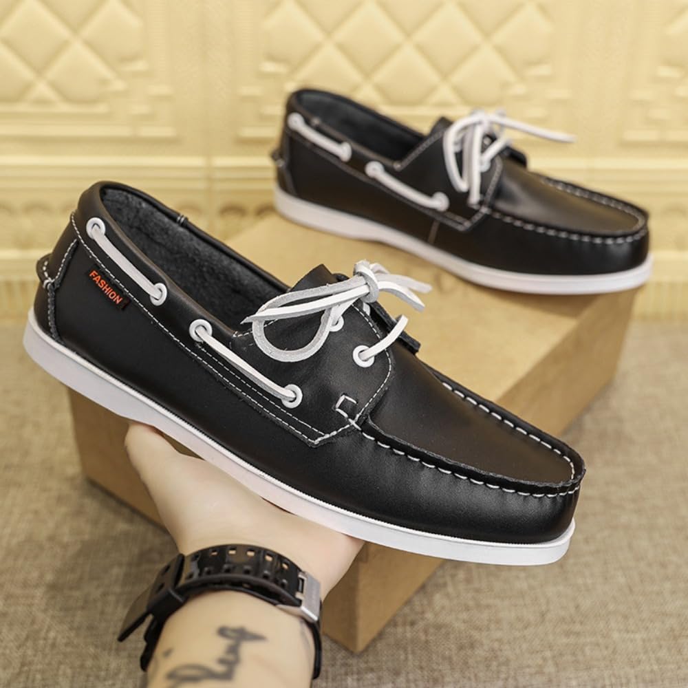Herren Damen Bootsschuhe Leder Boat&Deck Schuhe Classic Segelschuhe Freizeitlederschuhe Große Größen 46 47 für Freizeit und Business Elegante Herrenschuhe