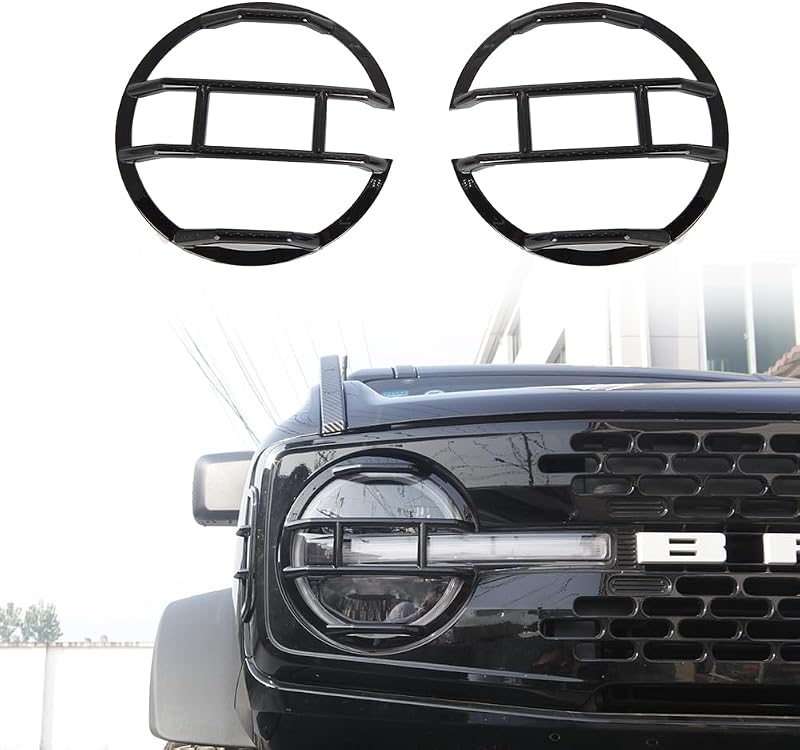 Capa protetora do farol Ford Bronco POETRYXIAO QP094 preta brilhante 2021–2024 – Par