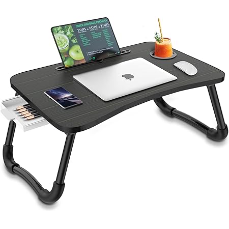 Amazon.com: Laptop Bed Desk Table Tray Stand with Cup Holder/Drawer for ...