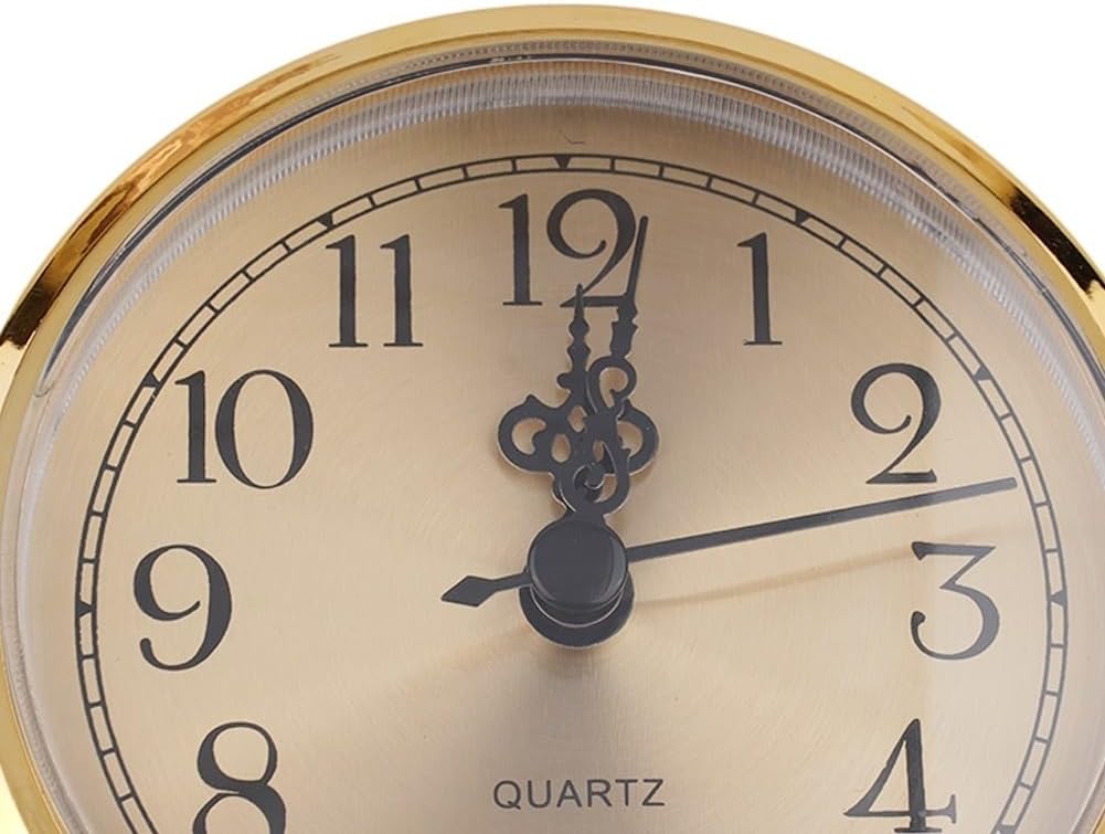 90mm Quartz Clock Insert with Arabic Numerals, Gold Trim DIY Movement Replacement Wall Clock Repair, 78mm Back Diameter, Lens(Golden)