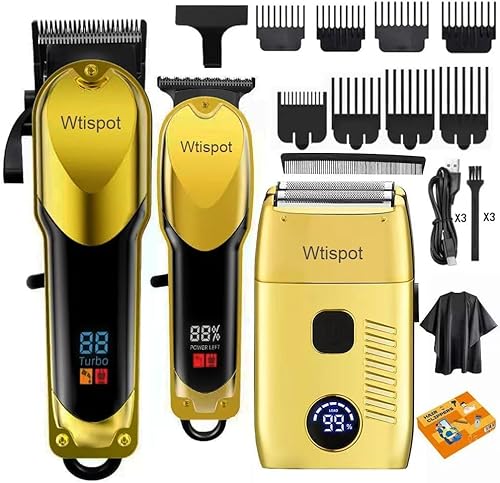 Hair Clippers Set for Men,Hair Clipper Trimmer with LED Display, Professional Cordless Hair Clipper Shaver Beard Trimmer, Hair Cutting Machine for Men, Holiday Gift for Father's Day Gift(with Apron)