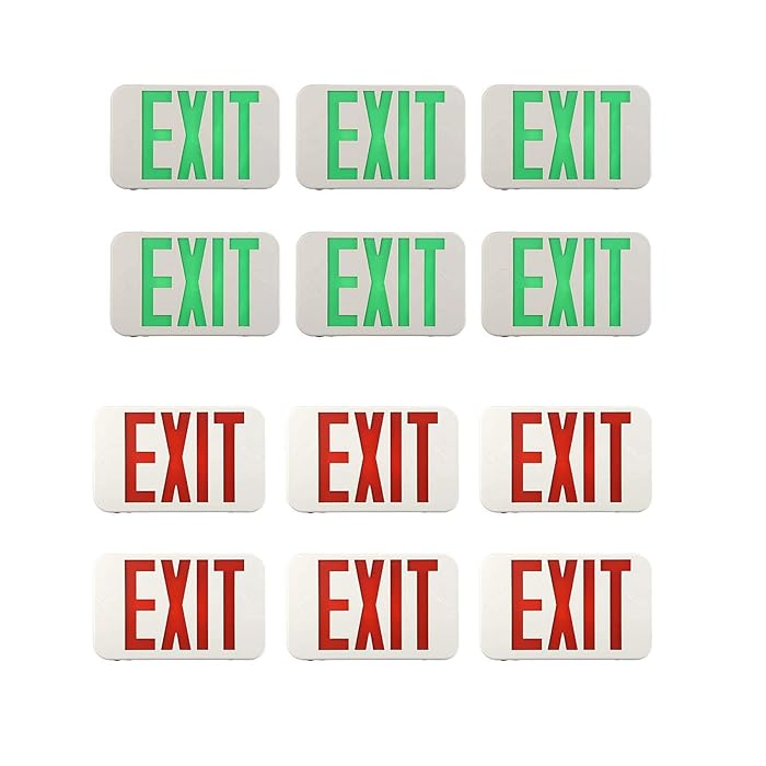 Buy Product Image SPECTSUN LED 6 PACK Red Exit Sign and 6 PACK Green Exit Sign with Battery