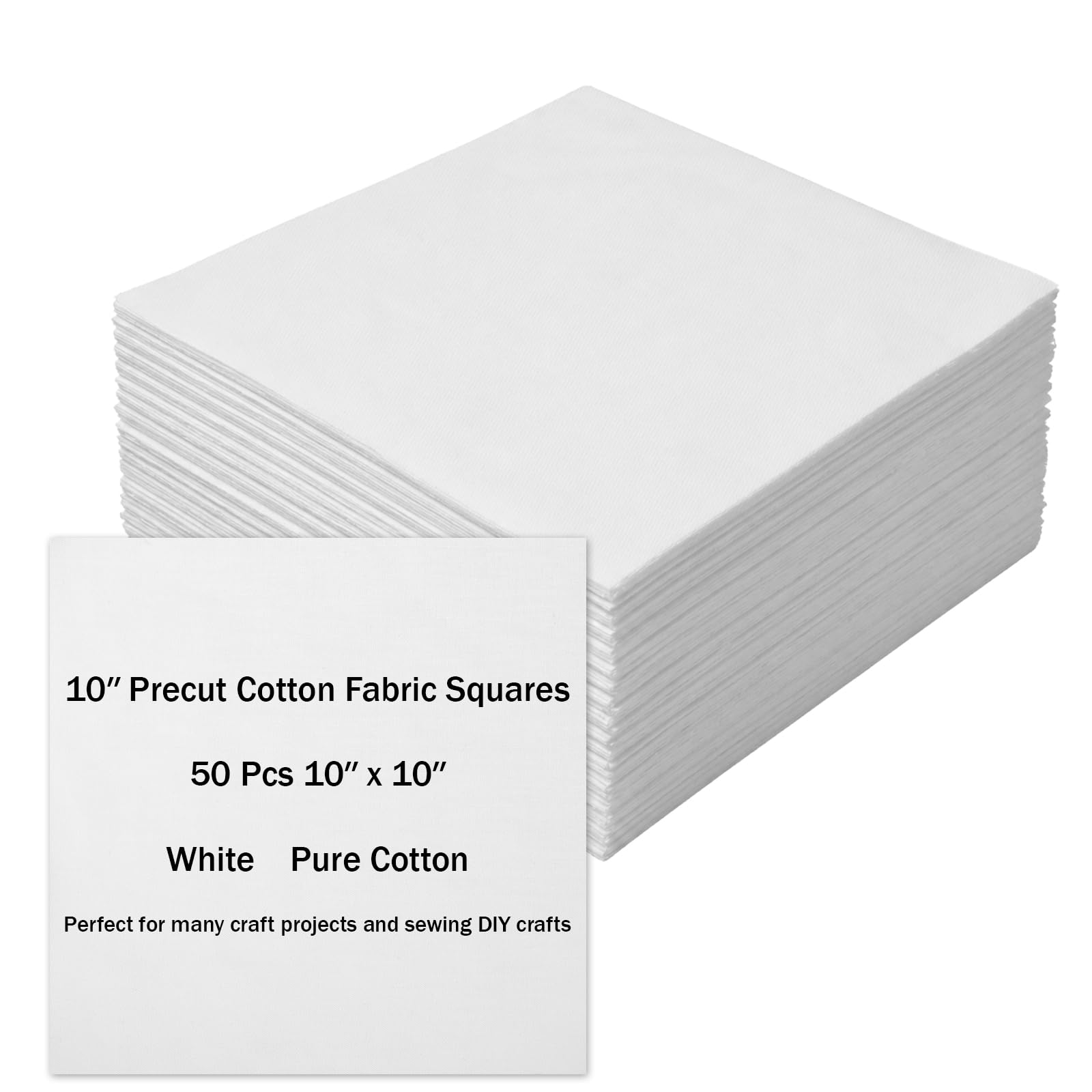 100 Pcs 5-inch Cotton Fabric Squares, Precut Quilting Squares Charm Packs Solids White, 5″ Precut Cotton Fabric Square for Beginners DIY Sewing Embroidery Patchwork Scrapbooking Craft — view 11