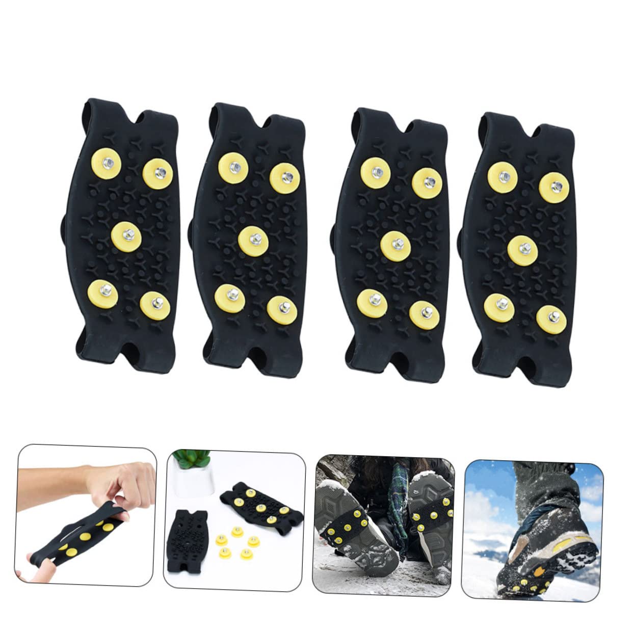 Healvian Copriscarpe Per Ramponi Scarpe Da Trekking Da Uomo Di Scarpe Racchette Da Neve Sciare Presa Punte Per Pinze Per Scarpe Pinze Per Ghiaccio All'aperto Tpe Nero