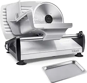 Cortador de carne, fatiador elétrico de alimentos com lâmina removível de aço inoxidável de 19 cm, cortador de carne de espessura ajustável para uso doméstico, proteção contra bloqueio infantil, fácil