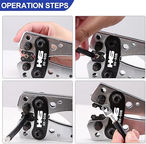 Miniatura 6 de HKS Herramienta de prensado para cable de batería 10-1 AWG con cortador, 20 terminales de anillo de cobre y 20 tubos termorretráctiles forrados con