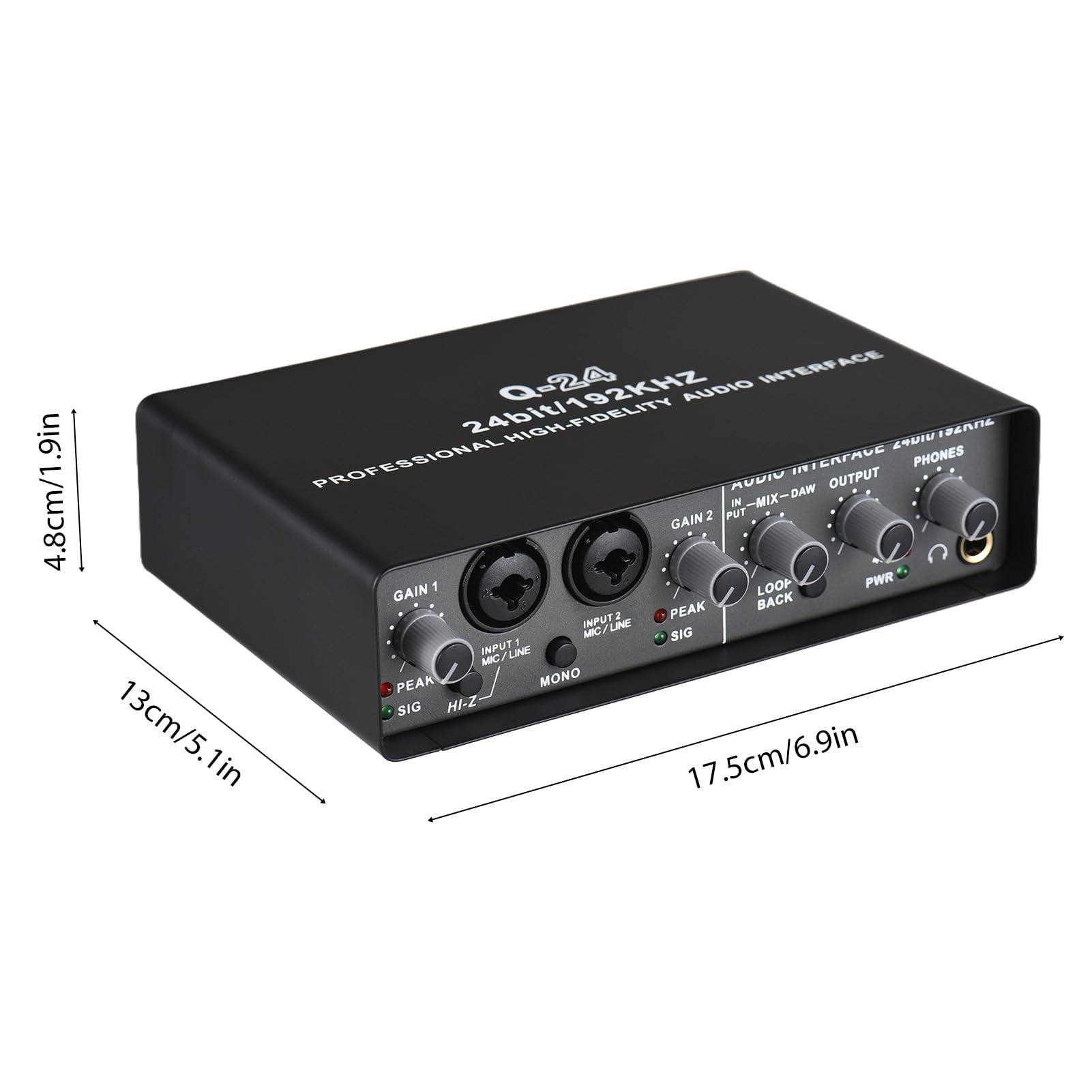 CHICIRIS Interfaz de USB, Entrada de Sonido de Grabación de Micrófono de 192 KHz de 24 Bits, XLR/TRS, Condenser Instrument Micrófono de Grabación con 48V Phantom Power para Música, Transmisión en