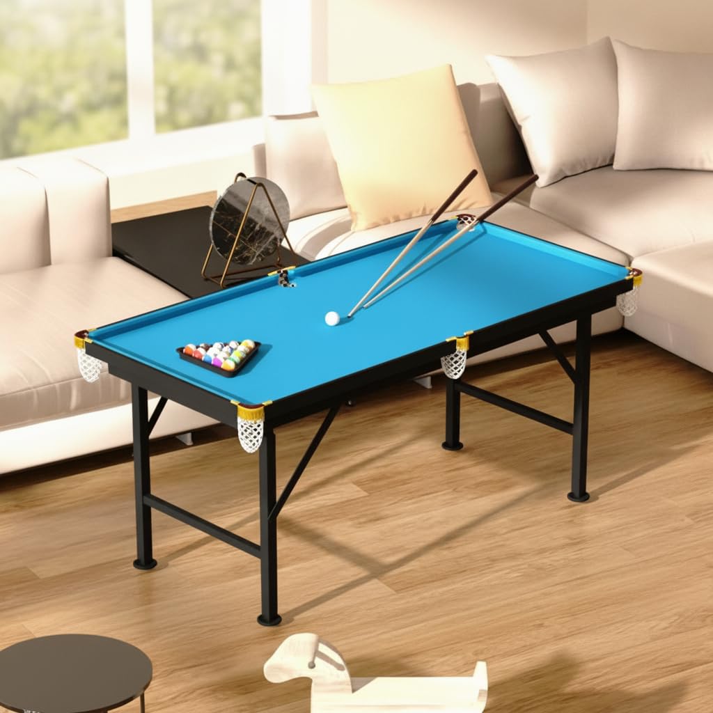 Mesa Billar Compacta para Niños, Futbolines para Niños y Adultos, Altura Ajustable con Accesorios