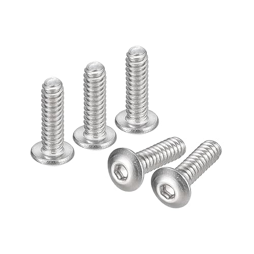 uxcell Tornillos de cabeza de botón #4-40x38, 100 tornillos hexagonales de acero inoxidable 304, tornillos hexagonales de rosca completa
